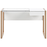 Home Desk White Wooden Drawer Storage Light Wood Glass Table Top 120 X 60 Cm Minimalist Design Beliani