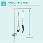 Pawhut Foldable Pet Grooming Arm With Clamp, 29" Height Adjustable Dog Grooming Holder For Table With 2 Haunch Holders, Grooming Loop For Medium Dogs