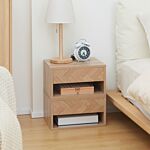 Homcom 2 Pieces Bedside Table Wall Mounted Nightstand With Drawer And Shelf For Bedroom, 37 X 32 X 21cm, Natural