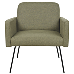 Armchair Olive Green Upholstery Slender Black Metal Legs Modern Retro Living Room Bedroom Beliani