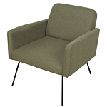 Armchair Olive Green Upholstery Slender Black Metal Legs Modern Retro Living Room Bedroom Beliani