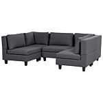 Modular Sofa Dark Grey Fabric Upholstered U-shaped 5 Seater With Ottoman Cushioned Backrest Modern Living Room Couch Beliani