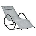 Outsunny Rocking Chair Zero Gravity Rocking Lounge Chair Rattan Effect Patio Rocker W/ Removable Pillow Recliner Seat Breathable Texteline - Grey