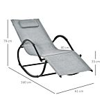 Outsunny Rocking Chair Zero Gravity Rocking Lounge Chair Rattan Effect Patio Rocker W/ Removable Pillow Recliner Seat Breathable Texteline - Grey