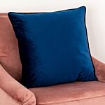 Blue Piped Velvet Cushion