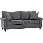 Homcom 2 Seater Sofas For Living Room, Fabric Sofa With Nailhead Trim, Loveseat With Cushions And Throw Pillows, Grey