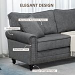 Homcom 2 Seater Sofas For Living Room, Fabric Sofa With Nailhead Trim, Loveseat With Cushions And Throw Pillows, Grey