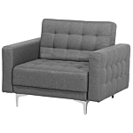 Armchair Grey Tufted Fabric Modern Living Room Reclining Chair Silver Legs Track Arm Beliani