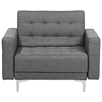 Armchair Grey Tufted Fabric Modern Living Room Reclining Chair Silver Legs Track Arm Beliani