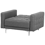 Armchair Grey Tufted Fabric Modern Living Room Reclining Chair Silver Legs Track Arm Beliani