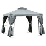 Outsunny 3 X 3 M Garden Metal Gazebo Marquee Patio Wedding Party Tent Canopy Shelter With Pavilion Sidewalls (dark Grey)