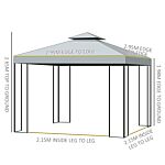 Outsunny 3 X 3 M Garden Metal Gazebo Marquee Patio Wedding Party Tent Canopy Shelter With Pavilion Sidewalls (dark Grey)