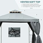 Outsunny 3 X 3 M Garden Metal Gazebo Marquee Patio Wedding Party Tent Canopy Shelter With Pavilion Sidewalls (dark Grey)