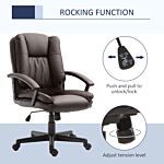 Homcom Swivel Executive Office Chair Mid Back Faux Leather Computer Desk Chair For Home With Double-tier Padding, Arm, Wheels, Brown