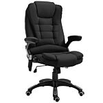 Vinsetto Massage Recliner Chair Heated Office Chair With Six Massage Points Linen-feel Fabric 360° Swivel Wheels Black