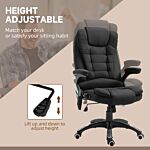 Vinsetto Massage Recliner Chair Heated Office Chair With Six Massage Points Linen-feel Fabric 360° Swivel Wheels Black