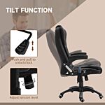 Vinsetto Massage Recliner Chair Heated Office Chair With Six Massage Points Linen-feel Fabric 360° Swivel Wheels Black