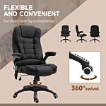 Vinsetto Massage Recliner Chair Heated Office Chair With Six Massage Points Linen-feel Fabric 360° Swivel Wheels Black