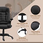 Vinsetto Massage Recliner Chair Heated Office Chair With Six Massage Points Linen-feel Fabric 360° Swivel Wheels Black