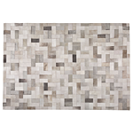 Rug Grey Patchwork Leather 140 X 200 Cm Handcrafted Modern Beliani