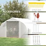 Outsunny 4x3m Walk-in Polytunnel Greenhouse, Zipped Roll Up Sidewalls, Tunnel Warm House Tent W/ Pe Cover, Complimentary Plant Labels & Gloves