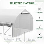 Outsunny 4x3m Walk-in Polytunnel Greenhouse, Zipped Roll Up Sidewalls, Tunnel Warm House Tent W/ Pe Cover, Complimentary Plant Labels & Gloves