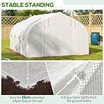 Outsunny 4x3m Walk-in Polytunnel Greenhouse, Zipped Roll Up Sidewalls, Tunnel Warm House Tent W/ Pe Cover, Complimentary Plant Labels & Gloves