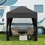 Outsunny 2x2m Garden Pop Up Gazebo Shelter Canopy W/ Removable Walls And Carrying Bag For Party And Camping, Black