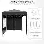 Outsunny 2x2m Garden Pop Up Gazebo Shelter Canopy W/ Removable Walls And Carrying Bag For Party And Camping, Black