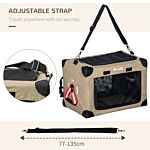 Pawhut One-step Folding Cat Carrier, Portable Pet Carrier Bag With Cushion, Pet Travel Carrier With Adjustable Strap, Cat House For Xs Dogs Khaki