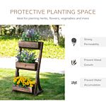 Outsunny 3-tier Plant Stand Flower Stand Freestanding Outdoor Wooden Flower Rack Vertical Flower Pot Stands, 61 X 48 X 118 Cm