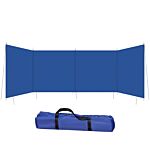 Outsunny Camping Windbreak, Foldable Portable Wind Blocker W/ Carry Bag And Steel Poles, Beach Sun Screen Shelter Privacy Wall, 620cm X 150cm