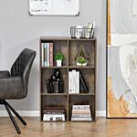 Homcom Cubic Cabinet Bookcase Shelves Storage Display For Study, Living Room, Home, Office, Rustic Brown