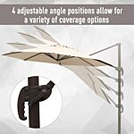 Outsunny 3m Banana Parasol Hanging Cantilever Umbrella W/ Cross Base Hand Crank Aluminium Frame 360°rotation Hand Crank-beige