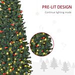 Homcom 6ft Prelit Artificial Pencil Christmas Tree With Warm White Led Light, Red Berry, Holiday Home Xmas Decoration, Green