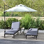 Outsunny Outdoor Pe Rattan Sun Lounger Set Of 2, Wicker Chaise Recliner Garden Chair With 5-level Adjustable Backrest And 2 Wheels, Dark Grey