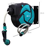 Durhand 10m Garden Auto Hose Reel Wall Mounted Retractable 7 Patterns Spray Nozzle