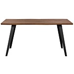 Dining Table Dark Wood 160 X 90 Cm Black Metal Legs Kitchen Beliani