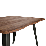 Dining Table Dark Wood 160 X 90 Cm Black Metal Legs Kitchen Beliani