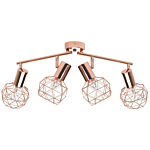 Ceiling Lamp Copper Metal 4 Light Cage Shades Adjustable Arms Modern Beliani