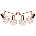 Ceiling Lamp Copper Metal 4 Light Cage Shades Adjustable Arms Modern Beliani