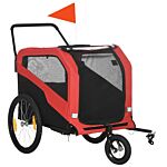Pawhut 2 In 1 Dog Bike Trailer Pet Stroller For Large Dogs With Hitch, Quick-release 20" Wheels, Pet Bicycle Cart Trolley Carrier For Travel, Red