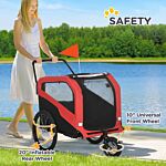 Pawhut 2 In 1 Dog Bike Trailer Pet Stroller For Large Dogs With Hitch, Quick-release 20" Wheels, Pet Bicycle Cart Trolley Carrier For Travel, Red