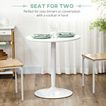 Homcom Round Dining Table, Modern Dining Room Table With Steel Base, Non-slip Foot Pad, Space Saving Small Dining Table, White