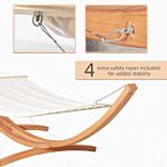 Outsunny Outdoor Garden Hammock With Wooden Stand Swing Hanging Bed For Patio White