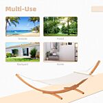 Outsunny Outdoor Garden Hammock With Wooden Stand Swing Hanging Bed For Patio White