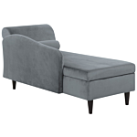 Chaise Lounge Light Grey Velvet Upholstery With Storage Right Hand With Bolster Beliani