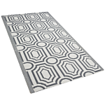 Outdoor Rug Mat Grey Synthetic 90 X 180 Cm Reversible Geometric Pattern Eco Friendly Modern Beliani