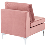 1-seat Section Pink Velvet Sofa Module Silver Metal Legs Glamour Style Beliani