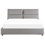 Bed Frame Light Grey Velvet Upholstery With Storage Eu King Size Bedroom Furniture Beliani